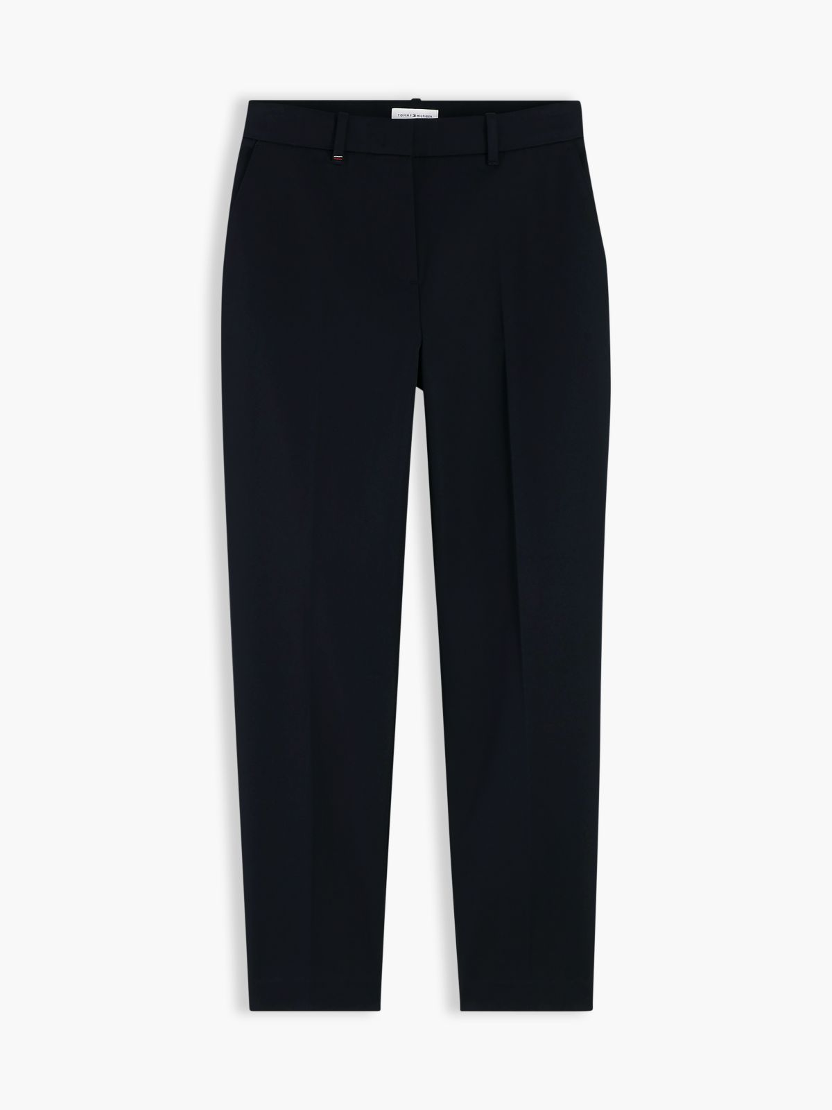Slim Straight Gabardine Trousers — Black