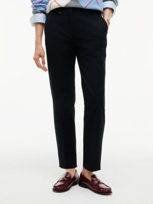 pantalón recto slim de gabardina black de mujeres tommy hilfiger