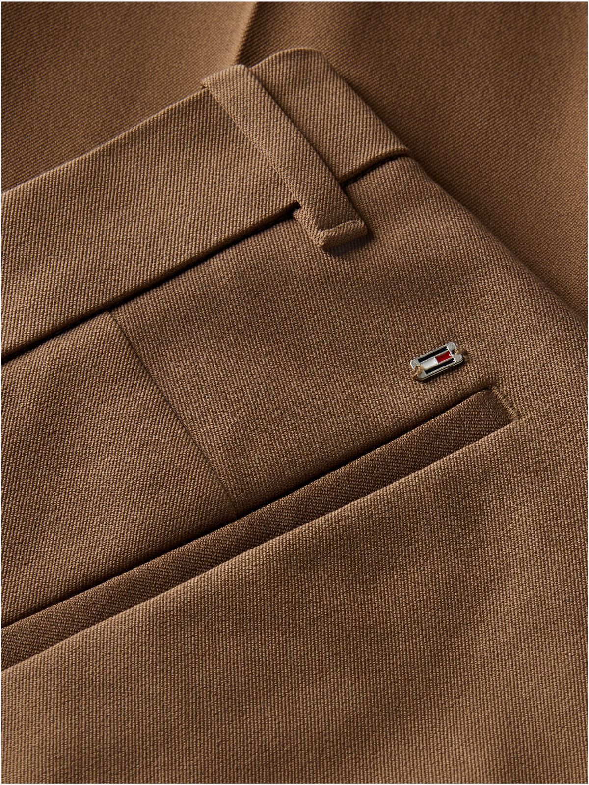 Slim Straight Gabardine Trousers — Khaki