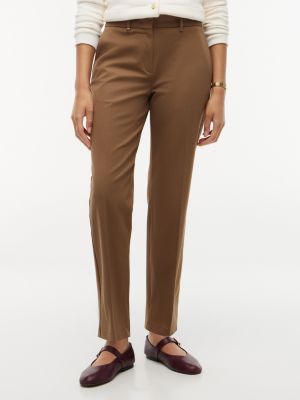 pantalón recto slim de gabardina khaki de mujeres tommy hilfiger