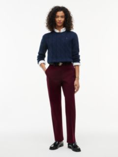 Slim Straight Gabardine Trousers — Red 2
