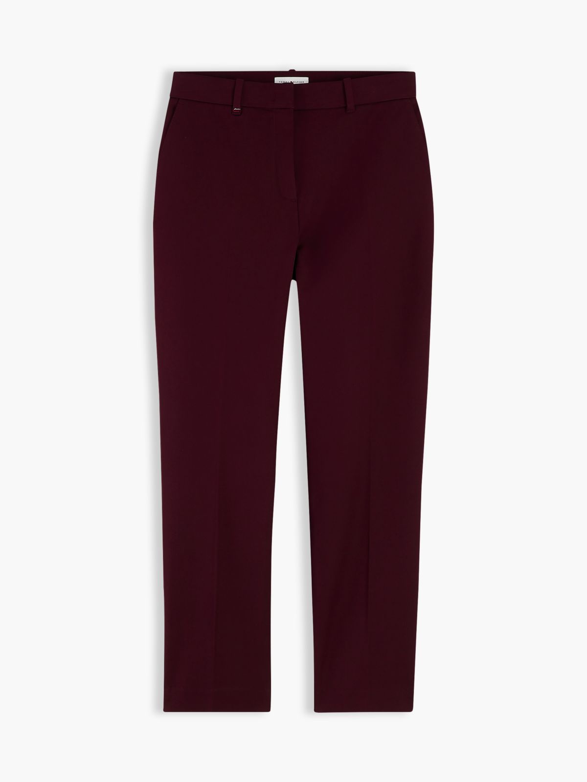 Slim Straight Gabardine Trousers — Red
