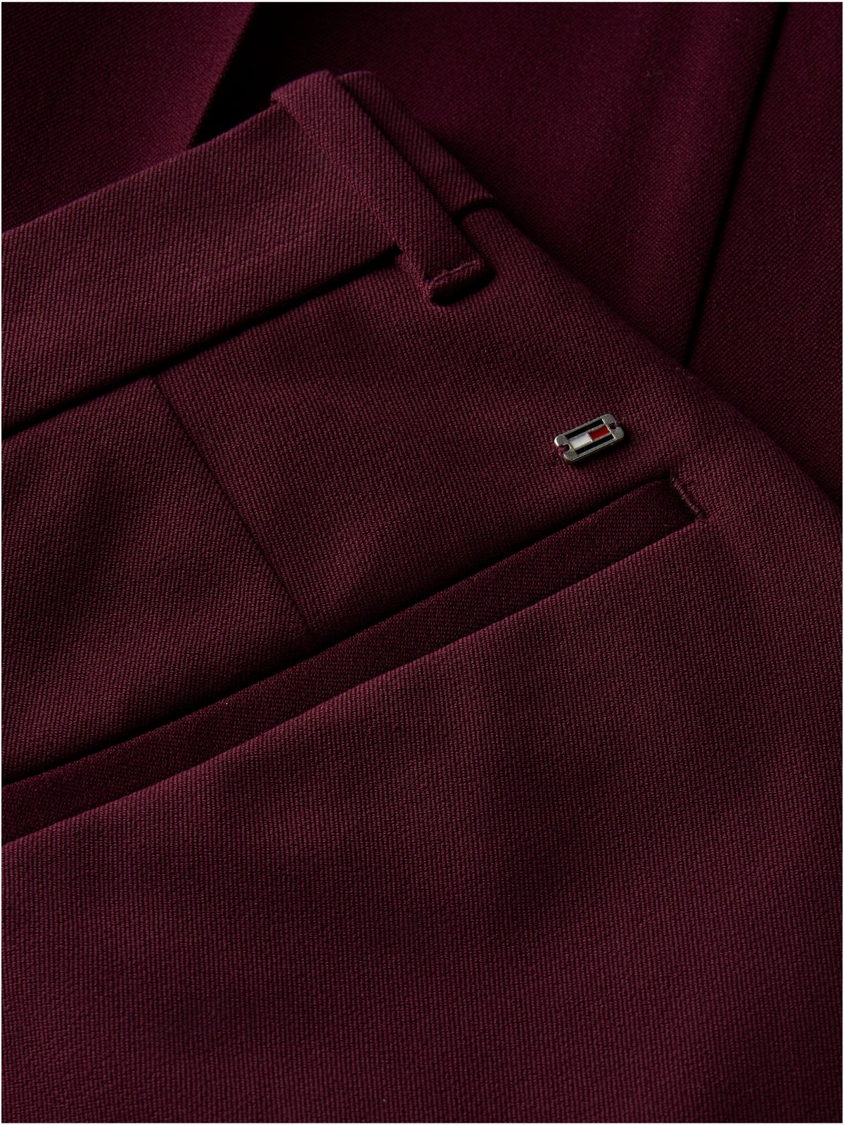 Slim Straight Gabardine Trousers — Red