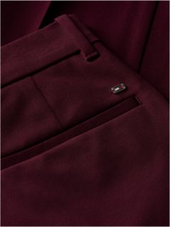 Slim Straight Gabardine Trousers — Red 6