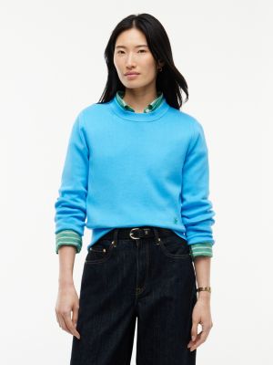 blue premium knit crew neck jumper for women tommy hilfiger