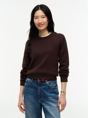 brown premium knit crew neck jumper for women tommy hilfiger