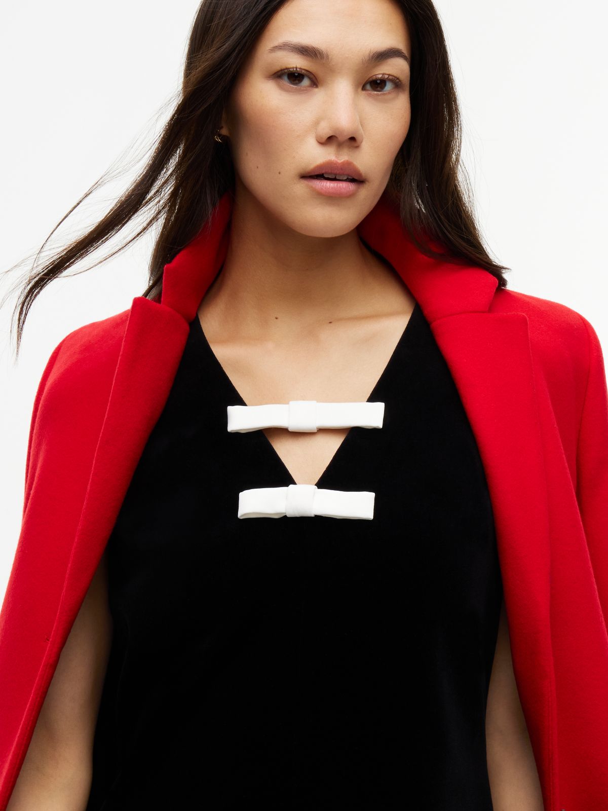 Festive Velvet Bow Sleeveless Mini Dress — Black