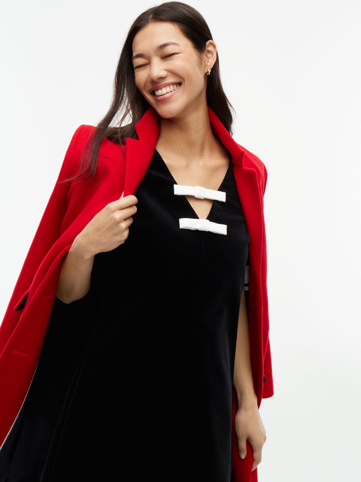 Festive Velvet Bow Sleeveless Mini Dress — Black