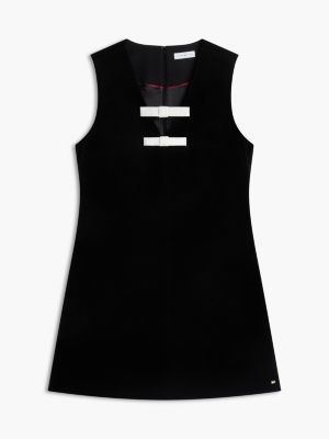 vestito corto festive senza maniche in velluto nero da donne tommy hilfiger