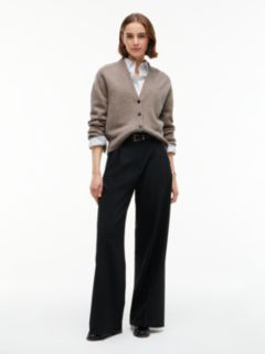 Cashmere Blend Relaxed V-Neck Cardigan — Beige 2