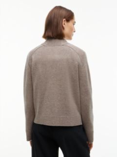 Cashmere Blend Relaxed V-Neck Cardigan — Beige 4