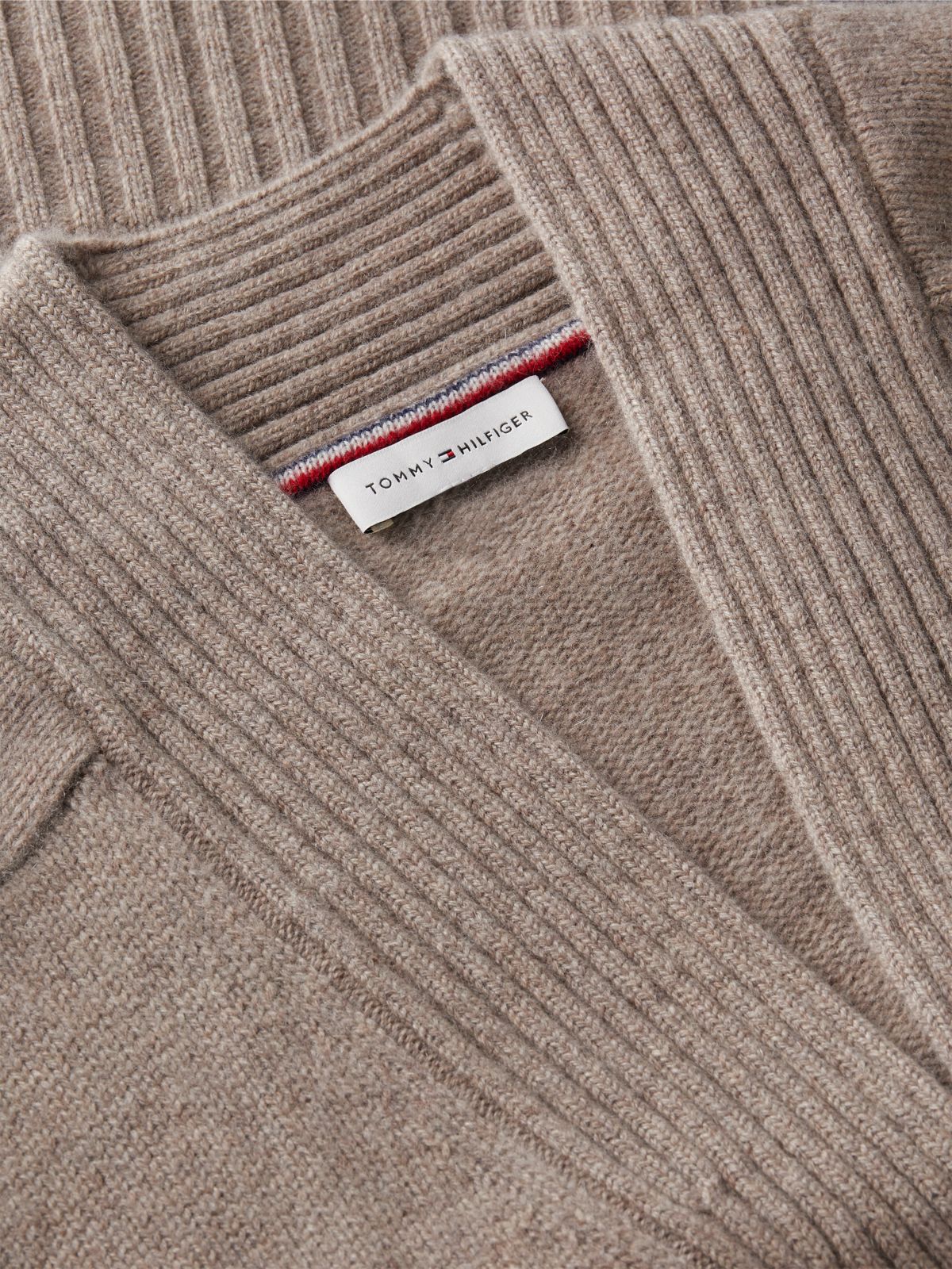 Cashmere Blend Relaxed V-Neck Cardigan — Beige
