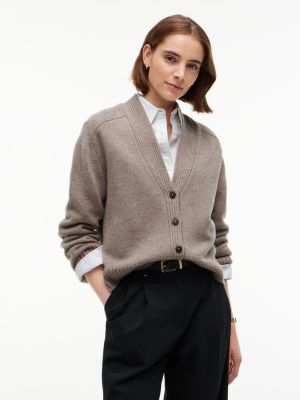 beige relaxed fit kaschmirmix-cardigan für damen - tommy hilfiger
