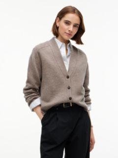 Cashmere Blend Relaxed V-Neck Cardigan — Beige 1