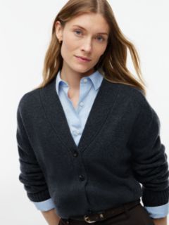 Cashmere Blend Relaxed V-Neck Cardigan — Grey 3
