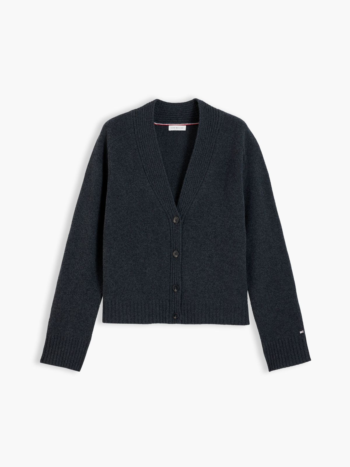 Cashmere Blend Relaxed V-Neck Cardigan — Grey