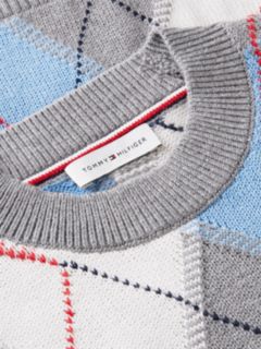 Argyle Short Sleeve Jumper — Grey 6