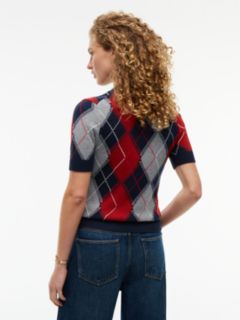 Argyle Short Sleeve Jumper — Blue 4