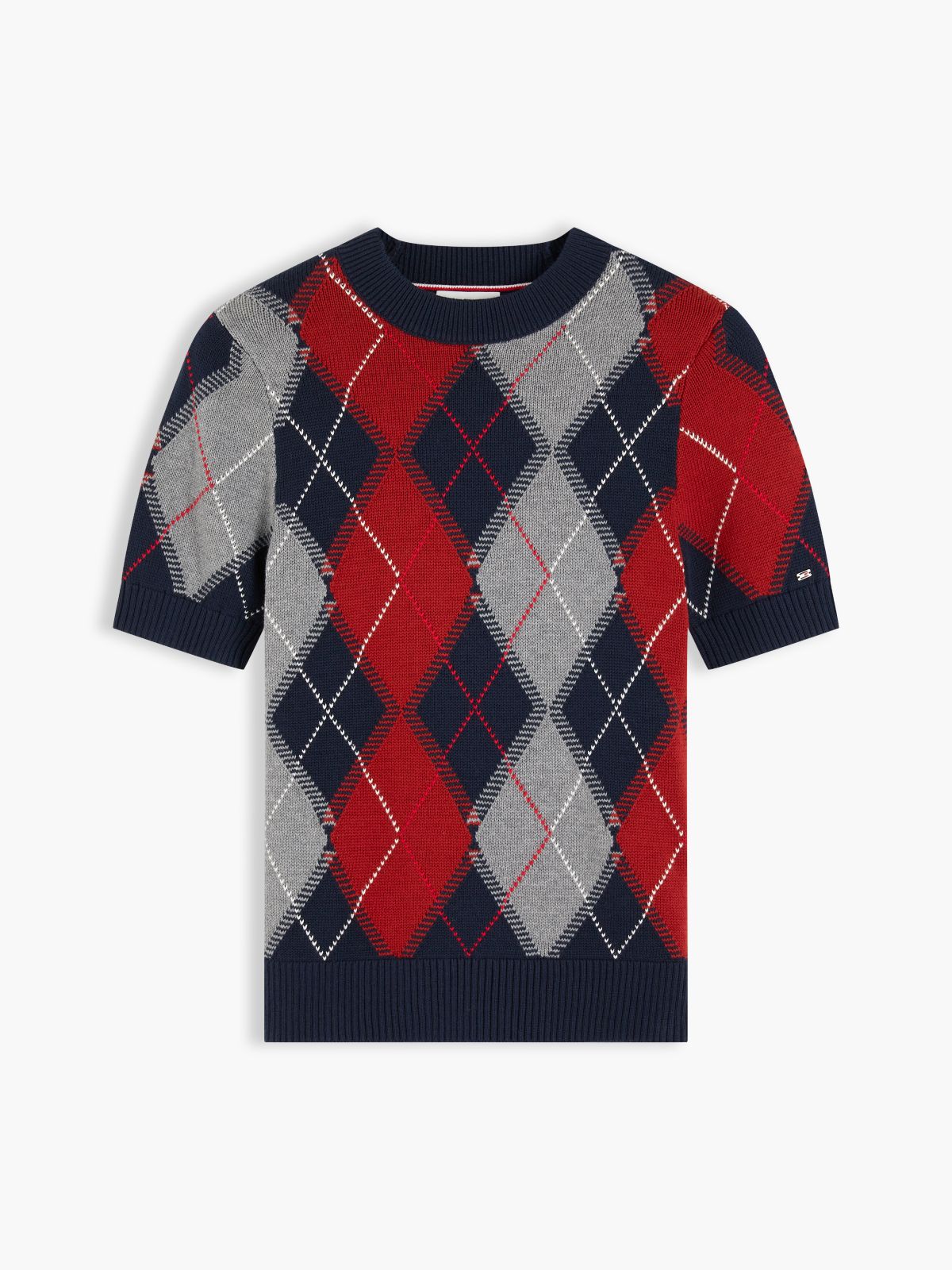Argyle Short Sleeve Jumper — Blue