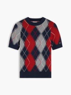 Argyle Short Sleeve Jumper — Blue 5