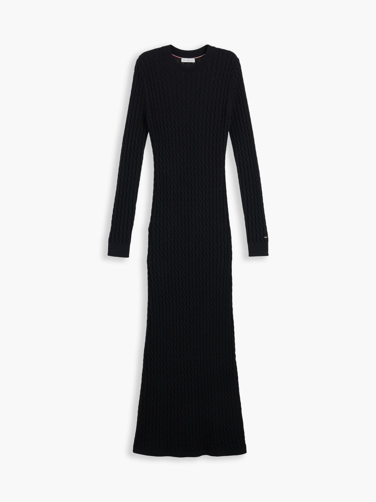 Pure Wool Cable Knit Jumper Dress — Black