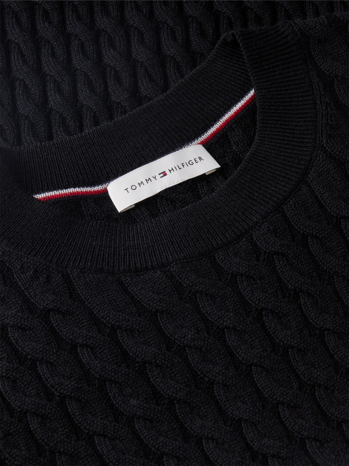 Pure Wool Cable Knit Jumper Dress — Black