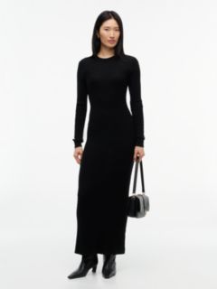 Pure Wool Cable Knit Jumper Dress — Black 1