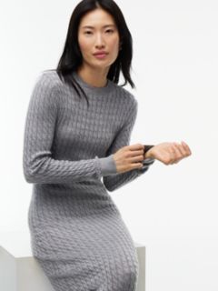 Pure Wool Cable Knit Jumper Dress — Grey 2