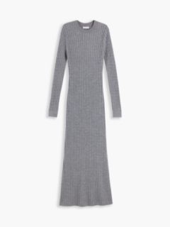 Pure Wool Cable Knit Jumper Dress — Grey 5