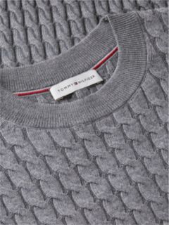 Pure Wool Cable Knit Jumper Dress — Grey 6