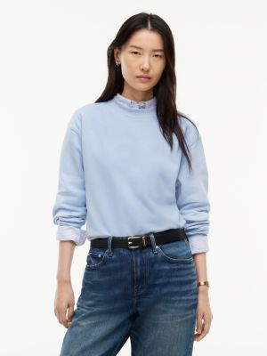 blue tonal logo crew neck sweatshirt for women tommy hilfiger