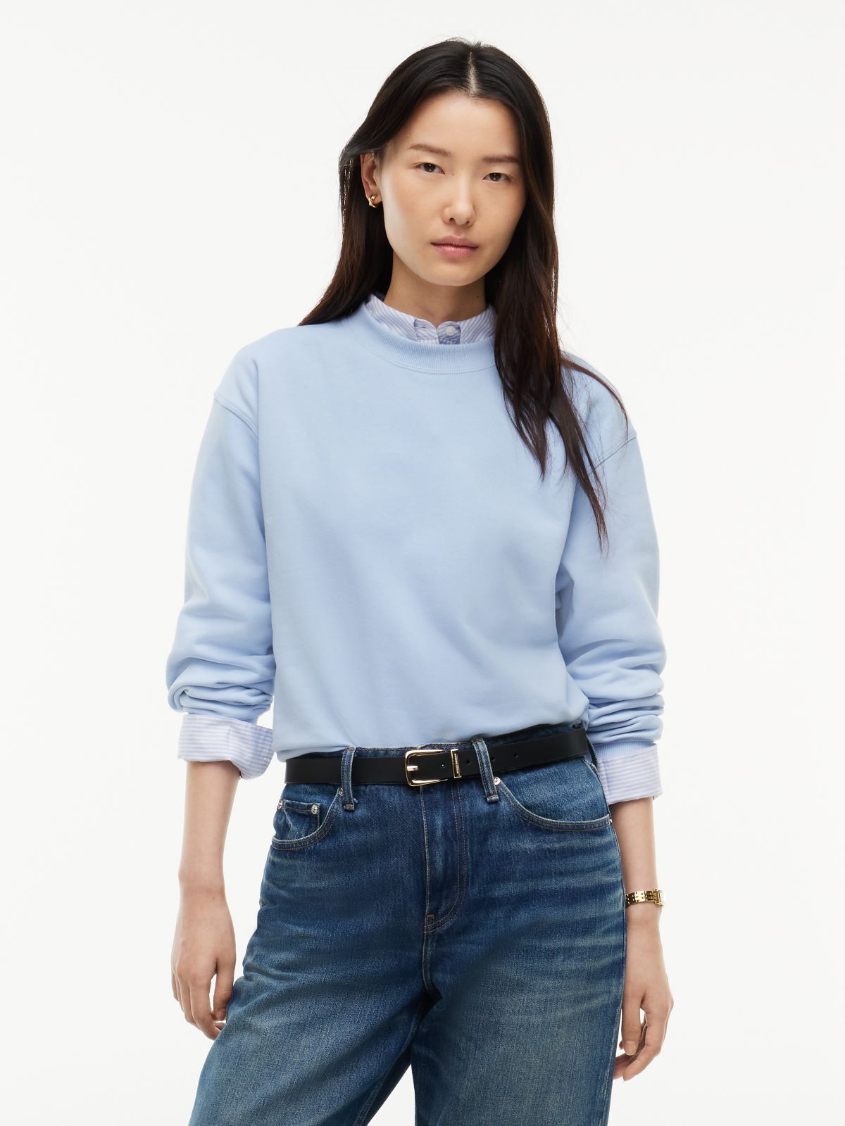 Tonal Logo Crew Neck Sweatshirt — Blue