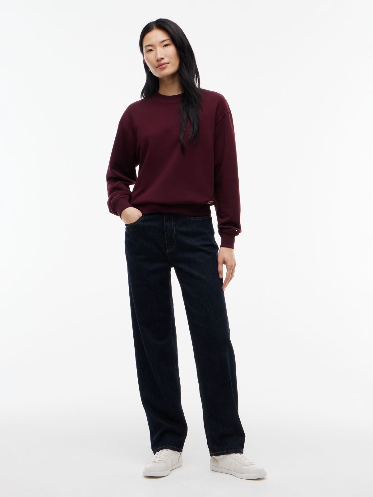 Tonal Logo Crew Neck Sweatshirt — Red