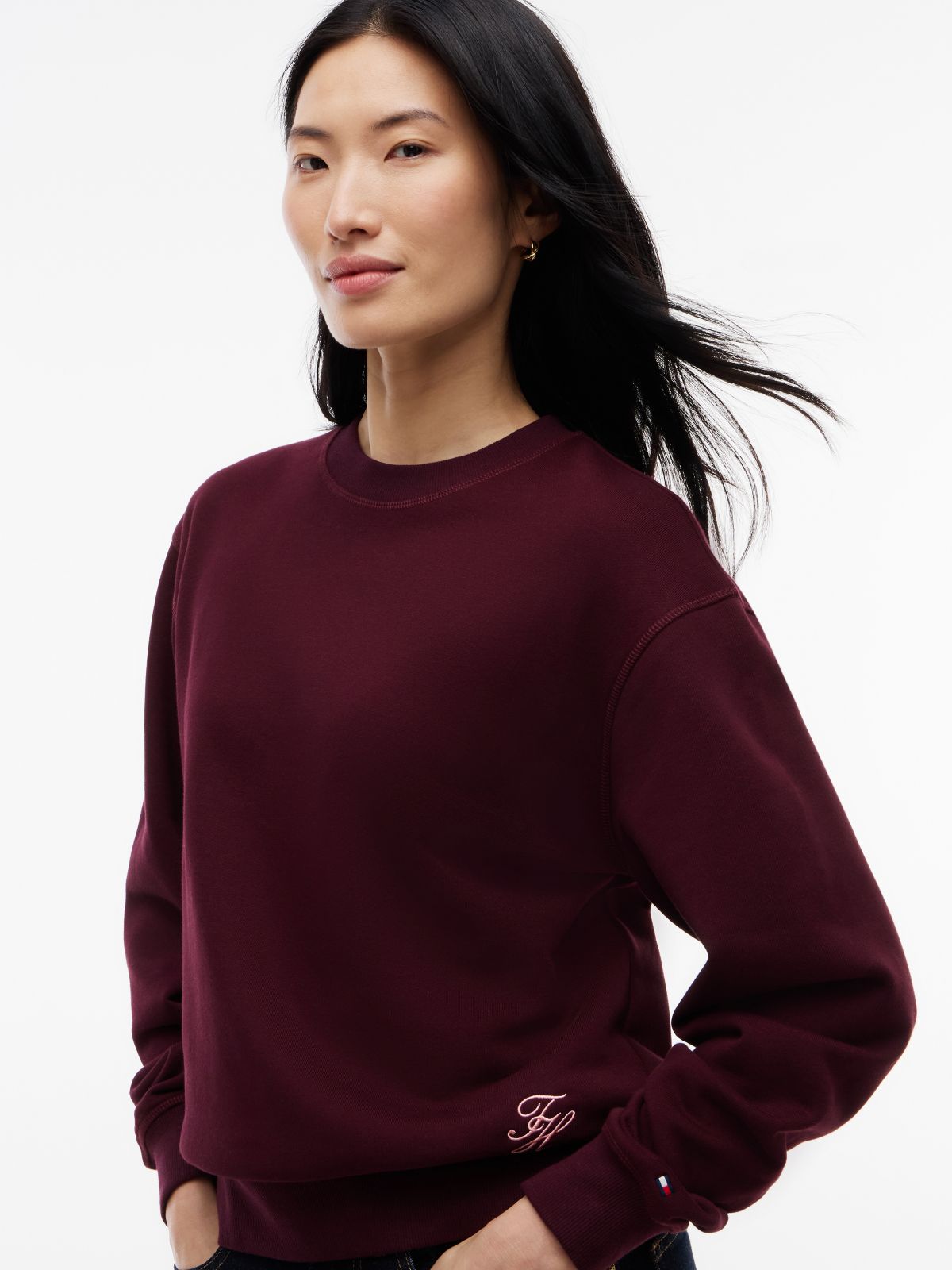Tonal Logo Crew Neck Sweatshirt — Red