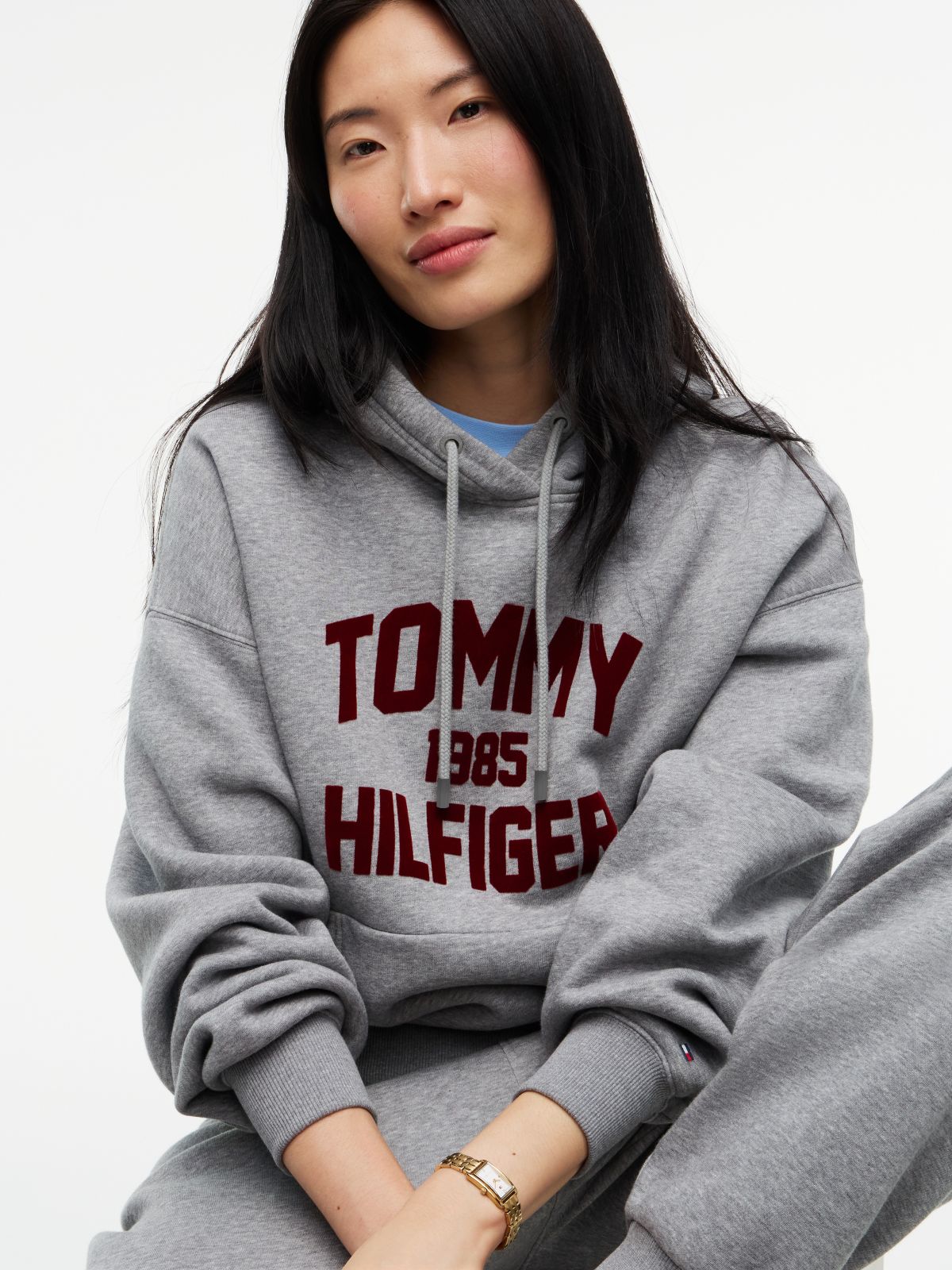 Flock Varsity Logo Relaxed Fleece Hoody — Grey