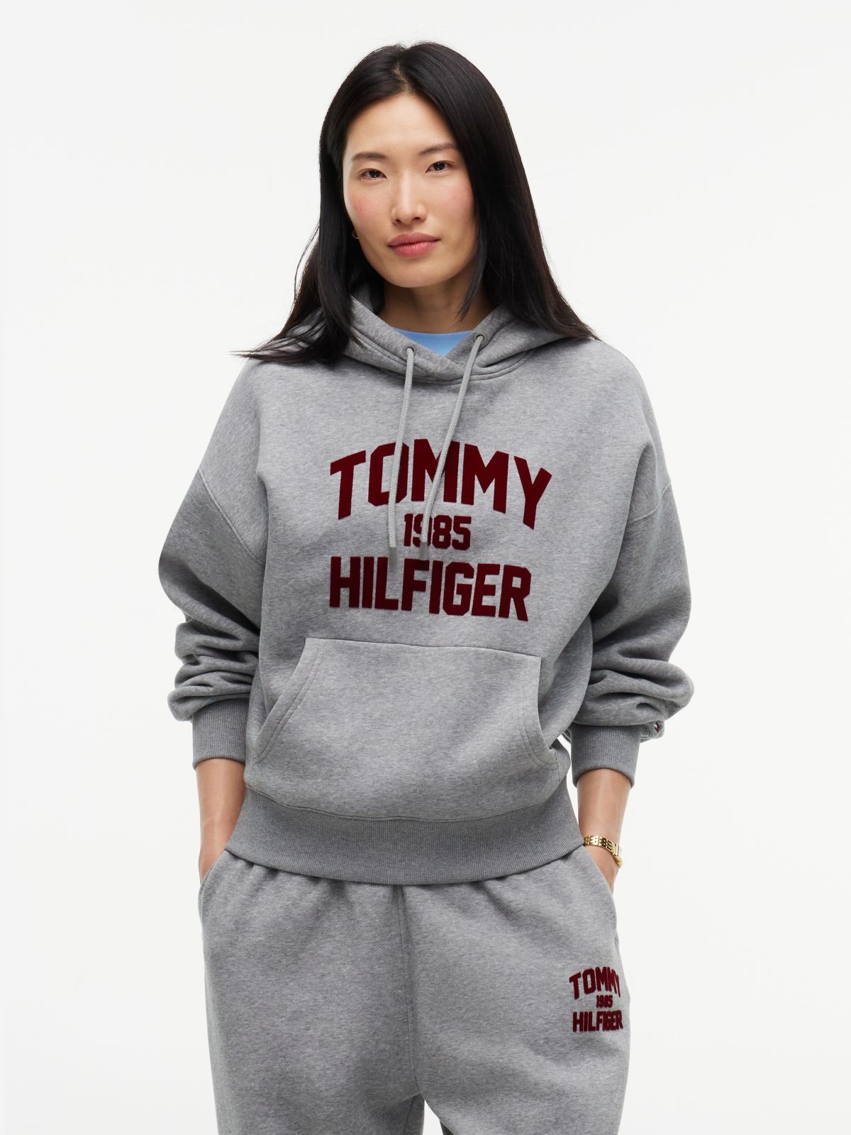 Flock Varsity Logo Relaxed Fleece Hoody — Grey
