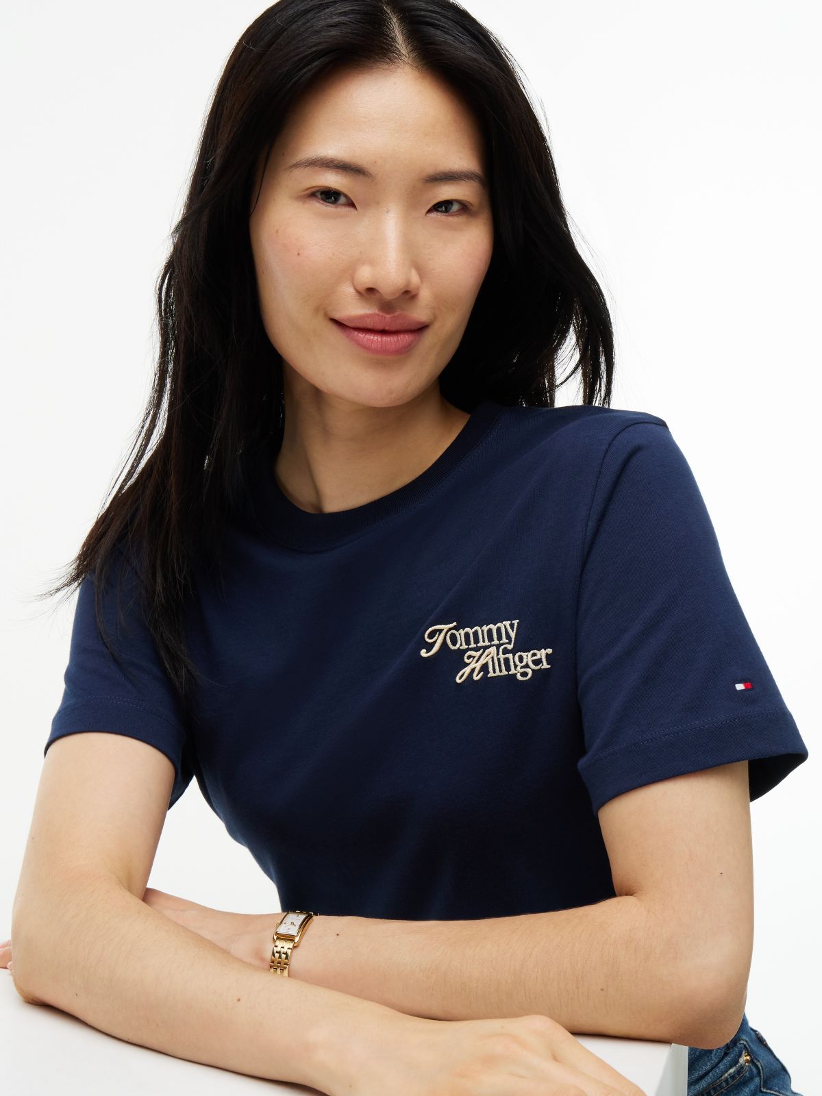 Logo Jersey Crew Neck T-Shirt — Blue