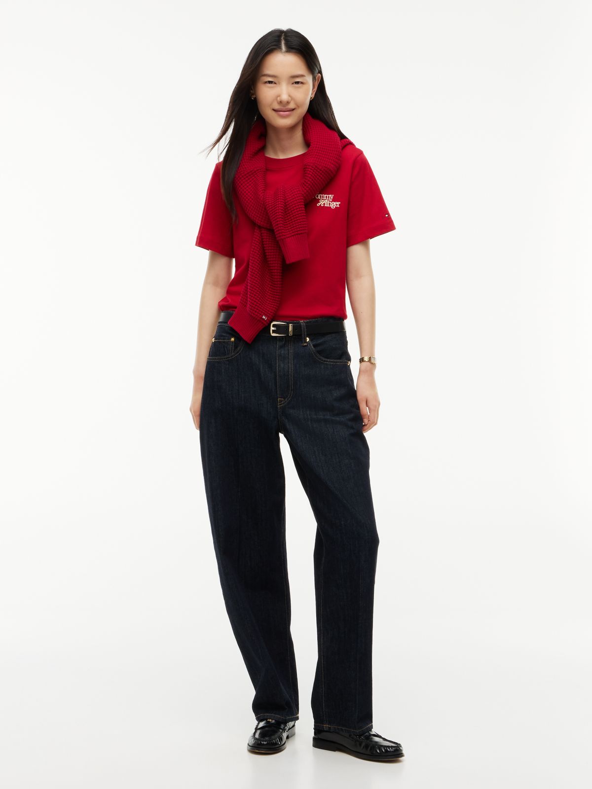 Logo Jersey Crew Neck T-Shirt — Red