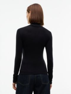 Slim Mock Neck Long Sleeve Top — Black 4