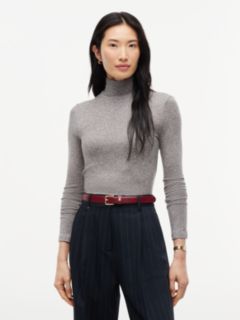Slim Mock Neck Long Sleeve Top — Grey 1
