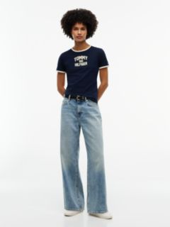 Flock Varsity Logo Slim Ringer T-Shirt — Blue 2