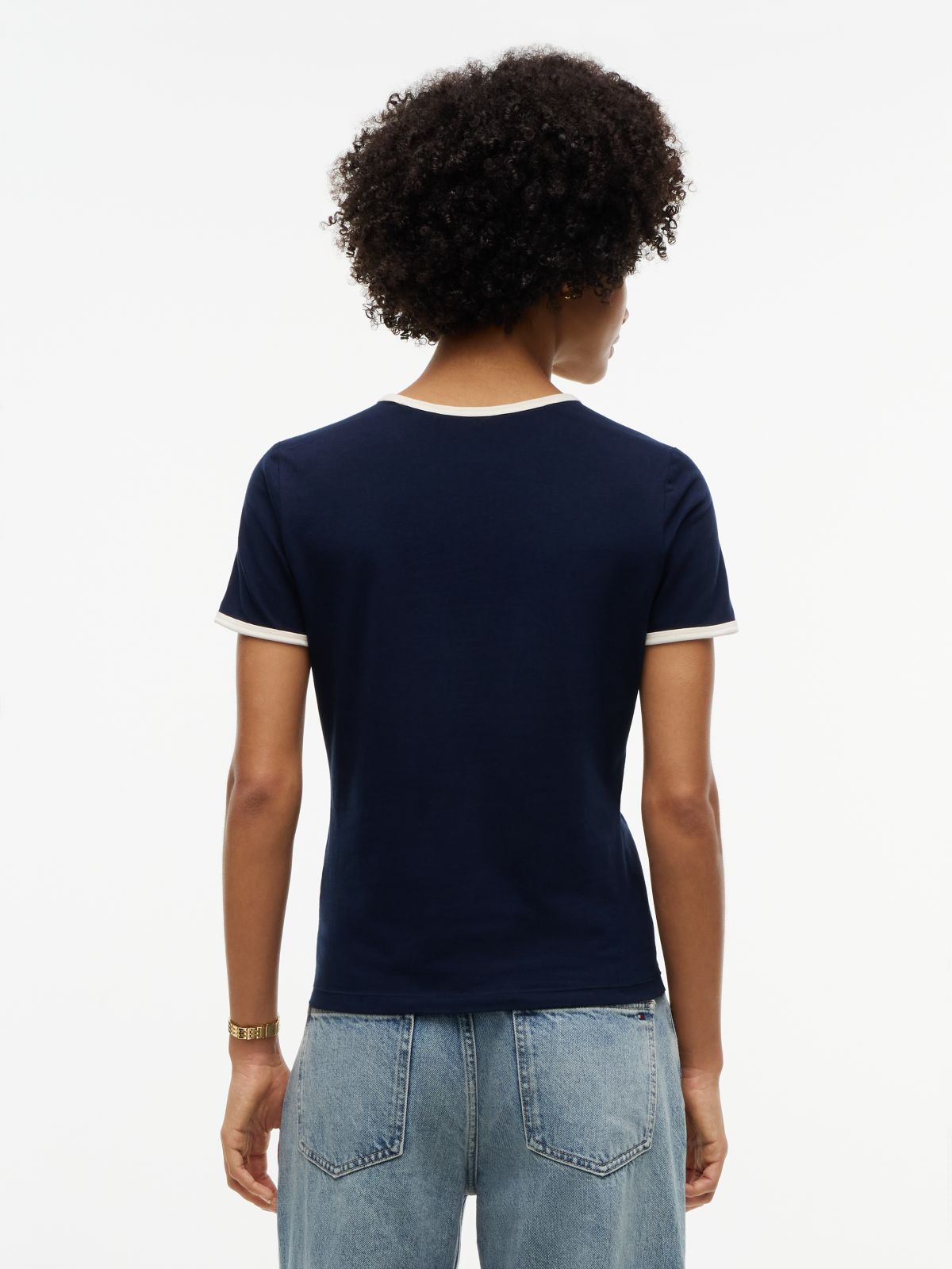 Flock Varsity Logo Slim Ringer T-Shirt — Blue