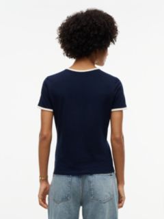 Flock Varsity Logo Slim Ringer T-Shirt — Blue 4