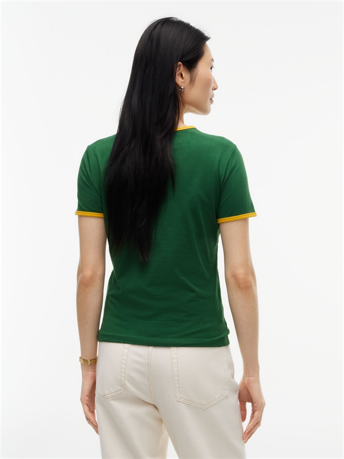 Flock Varsity Logo Slim Ringer T-Shirt — Green