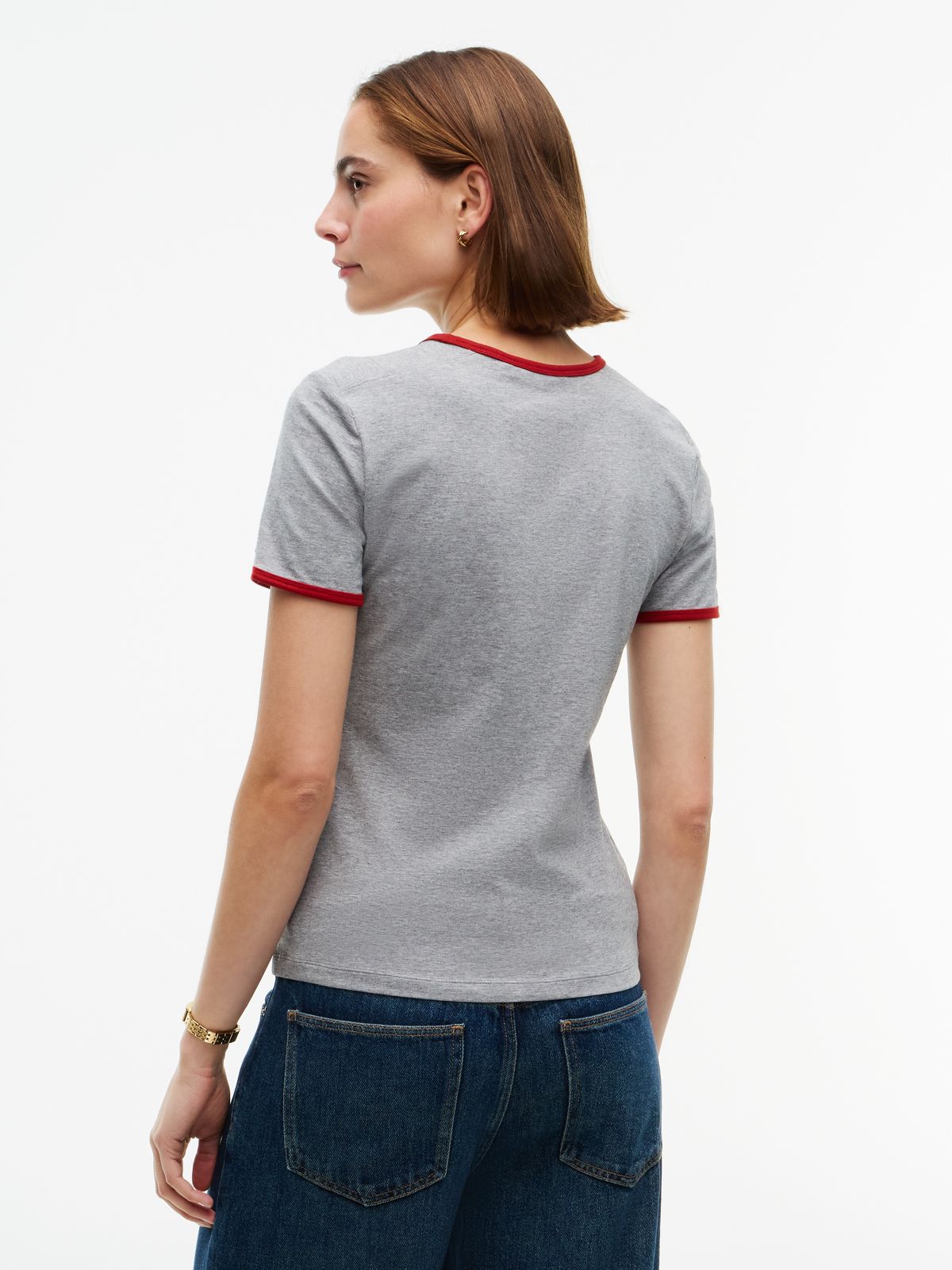 Flock Varsity Logo Slim Ringer T-Shirt — Grey