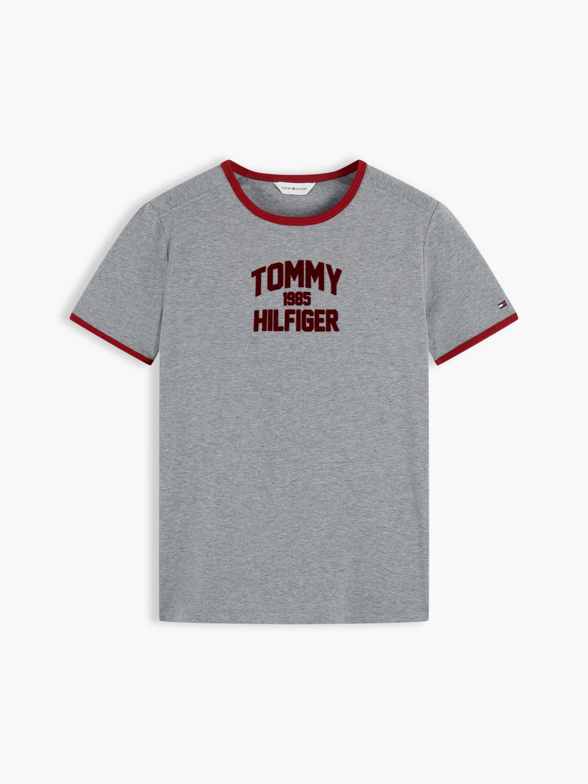 Flock Varsity Logo Slim Ringer T-Shirt — Grey