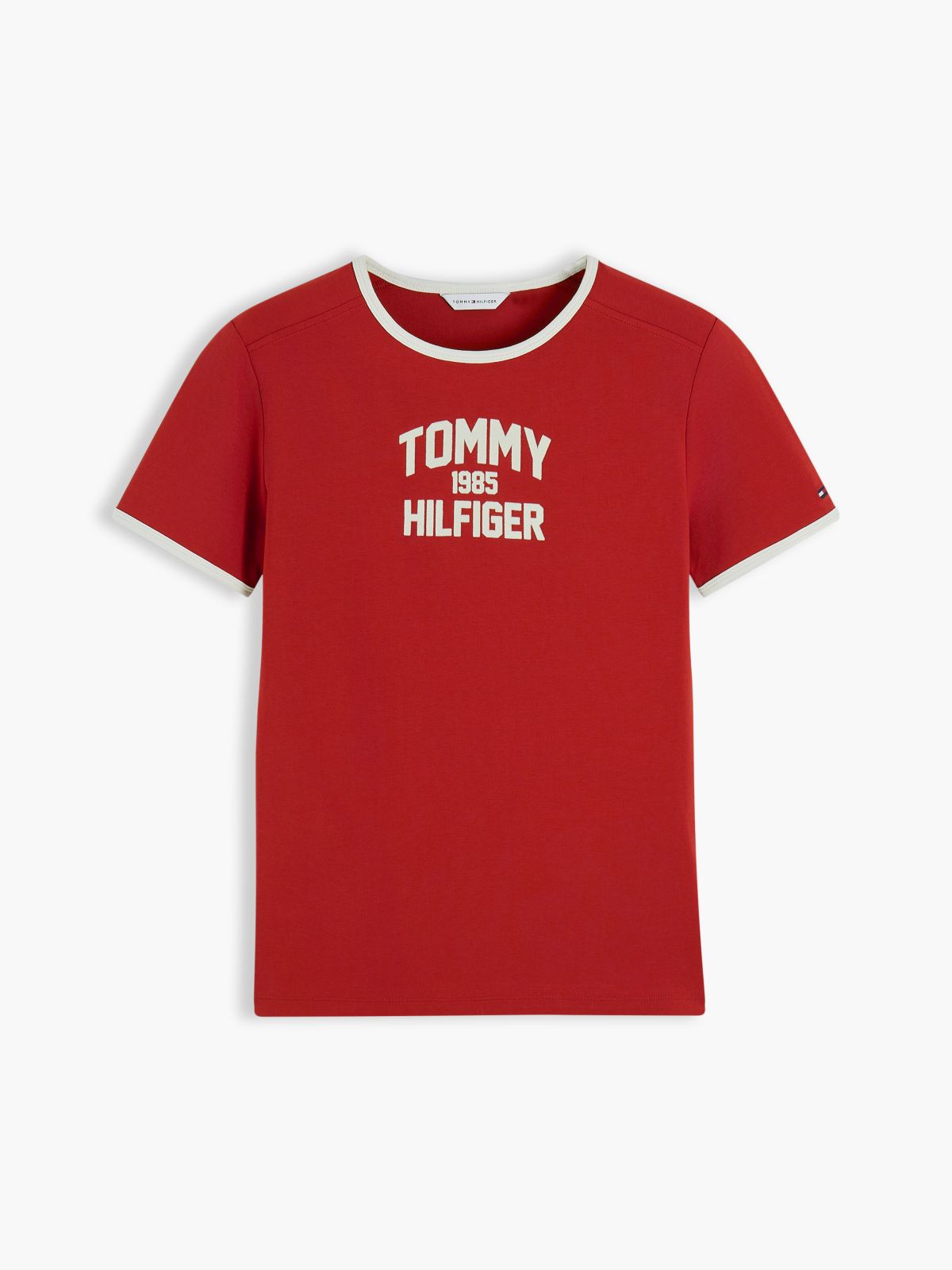 Flock Varsity Logo Slim Ringer T-Shirt — Red