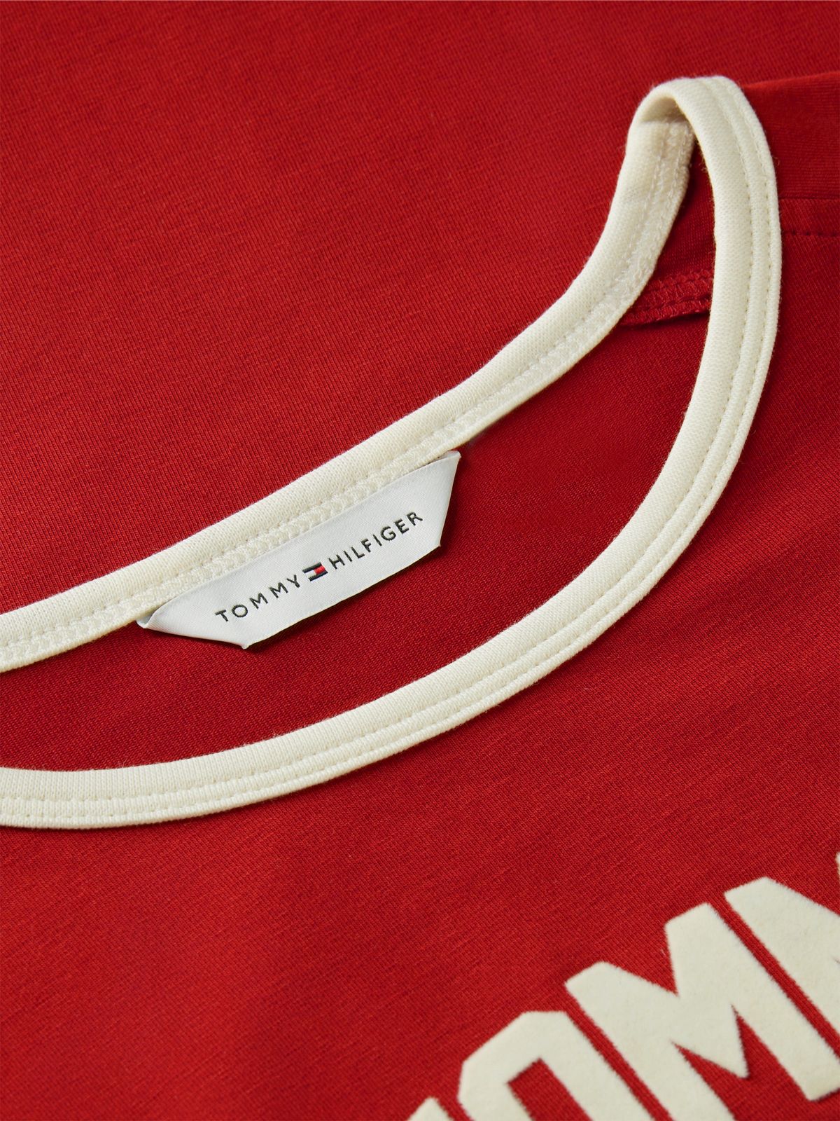 Flock Varsity Logo Slim Ringer T-Shirt — Red