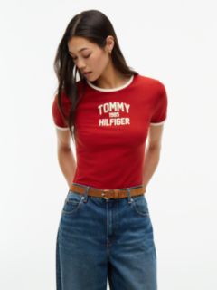 Flock Varsity Logo Slim Ringer T-Shirt — Red 1