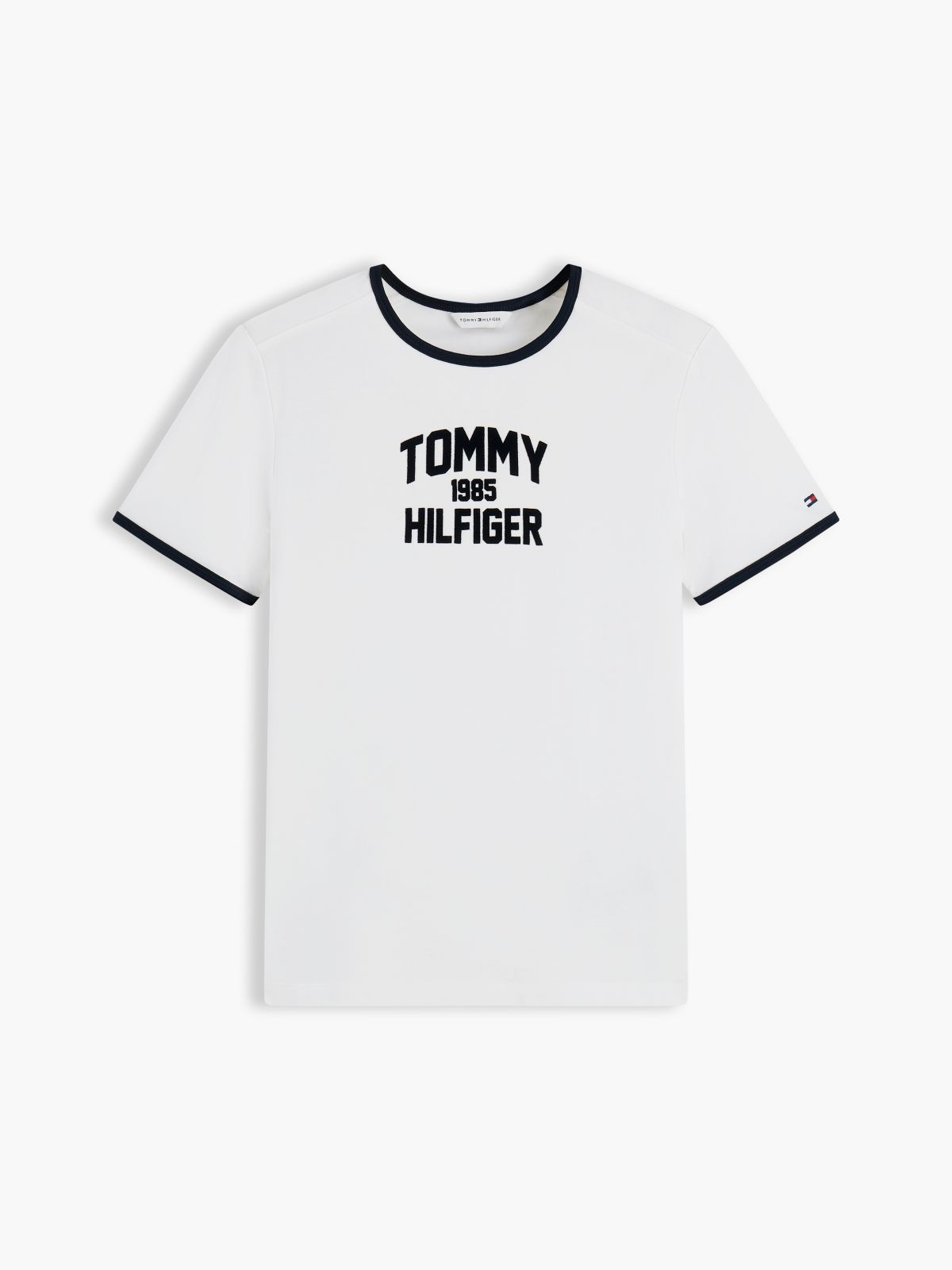 Flock Varsity Logo Slim Ringer T-Shirt — White
